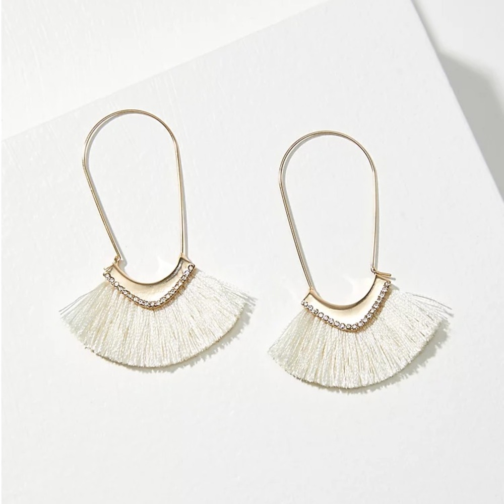 LOFT Rhinestone Fabric Hoop Earrings